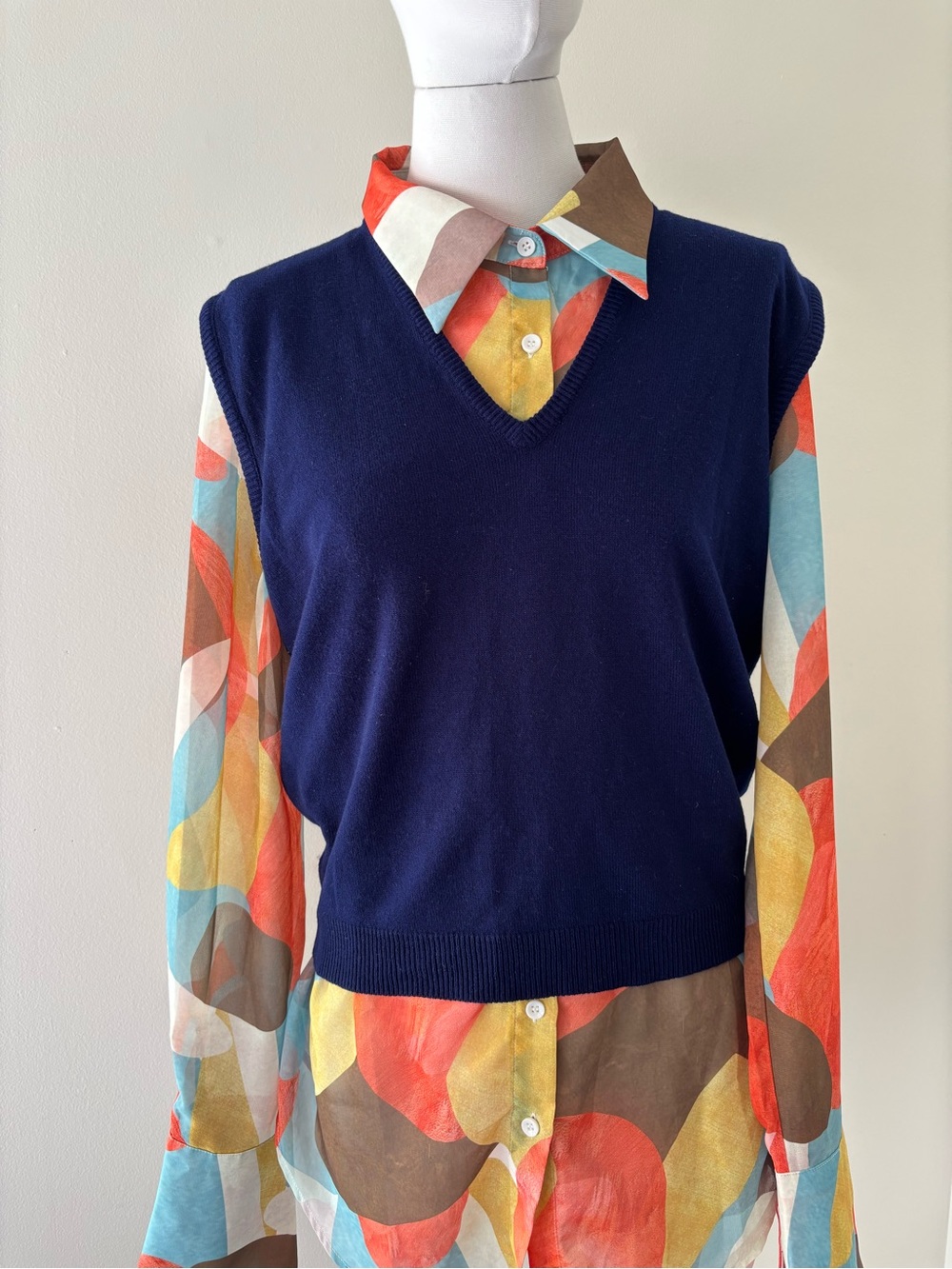 Sears Navy V-Neck Sweater Vest - Deep Blue